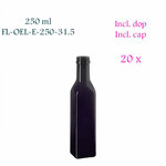 20 x 250 ml vierkante oliefles, Miron violet glas FL-OEL-E-250-31.5
