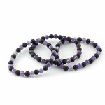 Amethist en lava armband, 6 mm kralen