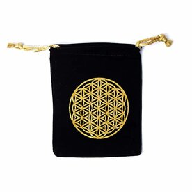 Fluwelen tasje Bloem des Levens, 10x11 cm