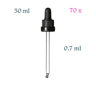 70 x pipet vr 50 ml DIN18 fles FL-50, 0,7 ml doseervolume, Miron PVO-III-G0.7-FL50-SW