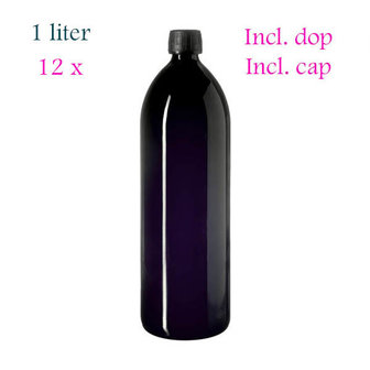 Miron violet glas Aquarius waterfles FL-WA-1LT, grootverpakking, doos 12 stuks, inclusief dop