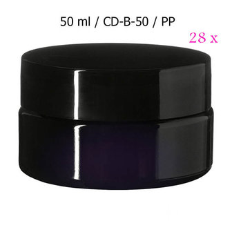 28 x Miron violet glas cosmeticapot breed  50 ml (CD-B-50) Sirius