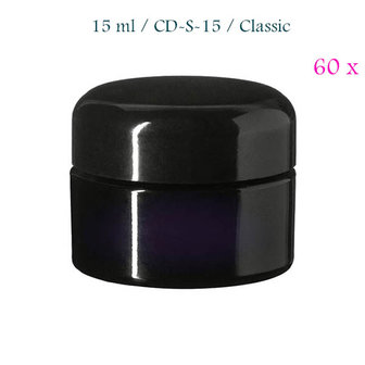 60 x 15 ml cosmeticapot Ceres, Miron violet glas CD-S-15 