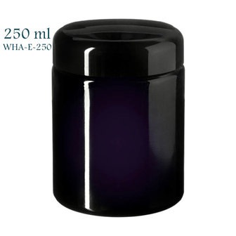250 ml wijdhalspot Saturn, extra wijd model, Miron violet glas. Miron artikelnummer SM140009-204