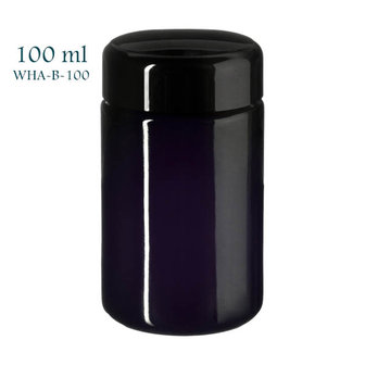 100 ml wijdhalspot Saturn, breed model, Miron violet glas,  miron artikelnummer M130017-204