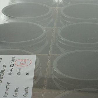 15 x 400 ml Saturn wijdhalspot, Miron violet glas. Miron artikelnr: SM130016-204