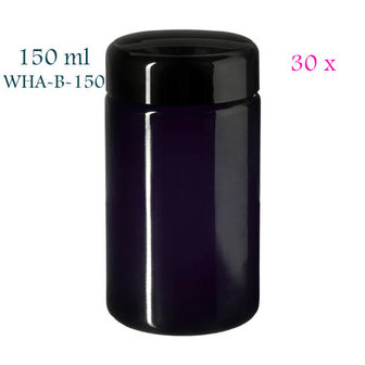 30 x 150 ml Saturn wijdhalspot, Miron violet glas. Miron artikelnummer: SM140001-204