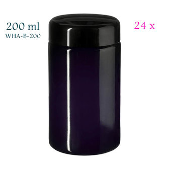24 x 200 ml wijdhalspot Saturn, Miron violet glas. Miron artikelnummer: SM140002-204
