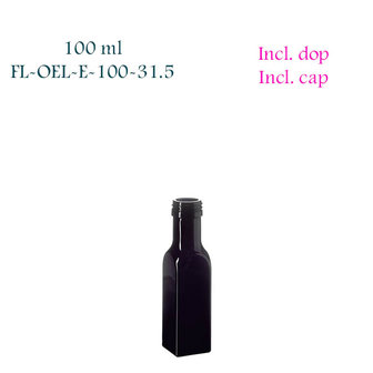 100 ml vierkante oliefles, Miron violet glas, miron artikelnummer SM181001-204