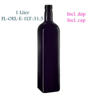 1 Liter vierkante oliefles, Miron violet glas, Miron artikelnummer: SM130027-204