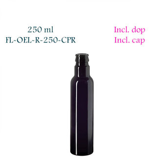 250 ml ronde oliefles Pollux, Miron violet glas, Miron artikelnummer: SM140005-204