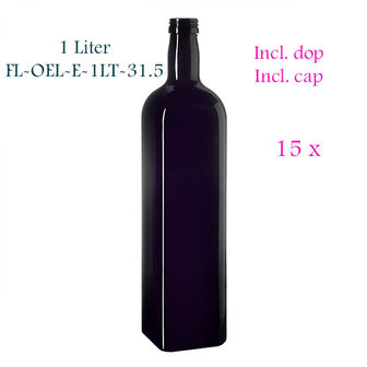 15 x 1 Liter vierkante oliefles, Miron violet glas FL-OEL-E-1LT-31.5