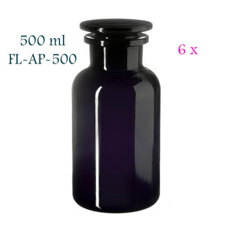 6 x 500 ml apothekerspot Libra, Miron violet glas FL-AP-500