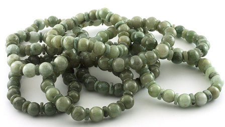 Jade (jade&iuml;et) armband, 10-11 mm kralen met schijfjes
