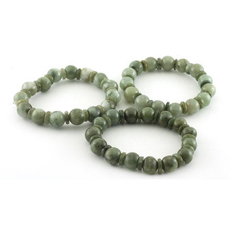 Jade (jade&iuml;et) armband, 10-11 mm kralen met schijfjes