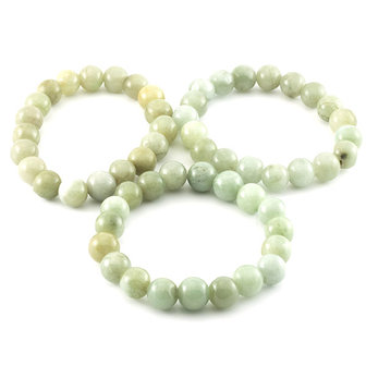 Jade (jade&iuml;et) armband, 10-11 mm kralen, licht