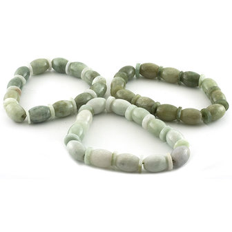 Jade (jade&iuml;et) armband, 10-11 mm olijfvormige kralen