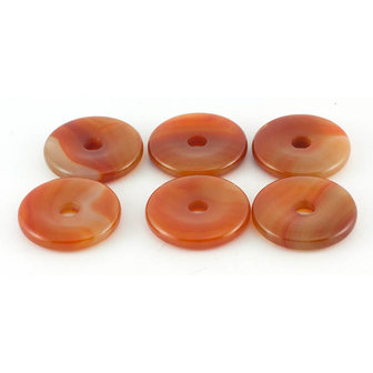 Carneool donut 3 cm - 6 mm gat