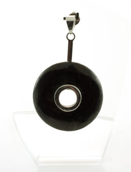 Donuthanger cirkel, zilver, voorbeeld met 3 cm shungiet donut