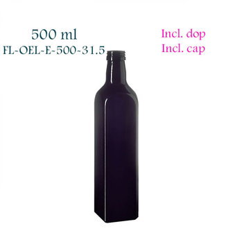500 ml Castor square oil bottle, Miron violet glass, Miron artikelnummer: SM130020-204