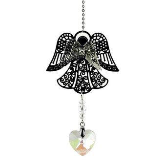 Metal Angel / Heartshaped Crystal Window Decoration / Sun Catcher