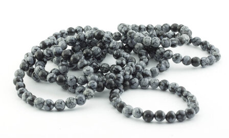 Sneeuwvlok obsidiaan armband, 8 mm kralen
