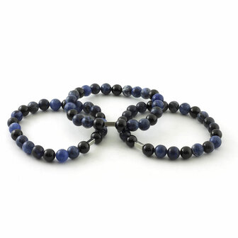 Sodalite / Black Tourmaline Bracelet, 8 mm beads