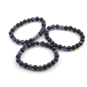 Agaat armband, 8 mm kralen, paars
