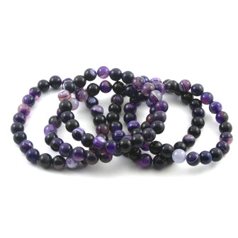 edelsteen armband agaat, paars gekleurd, 8 mm kralen