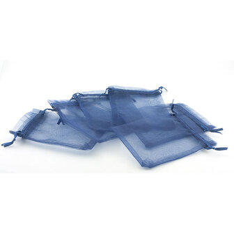 Organza zakje, donkerblauw, 9x7 cm