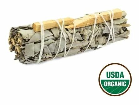Witte salie en palo santo smudge stick 10 cm