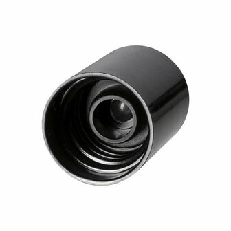 Miron DIN 18 schroefdop met roll-on zwarte houder, gepolijst glazen bol - Just Flow - webwinkel met violet glas, edelsteenremedies, edelstenen, sieraden, pendels, orakelkaarten, wierook, smudgekruiden en spirituele artikelen in Vlissingen (Zeeland)