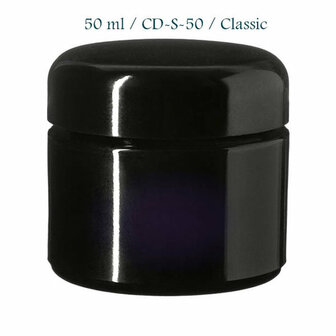 50 ml cosmeticapot Ceres, Miron violet glas CD-S-50 met klassiek deksel bij Just Flow - webwinkel met violet glas, edelsteenremedies, edelstenen, wierook en spirituele artikelen in Vlissingen (Zeeland)