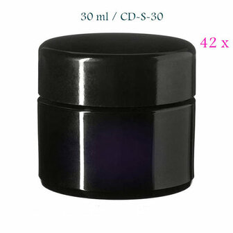 42 x 30 ml Ceres cosmeticapot met modern of klassiek deksel, Miron violet glas