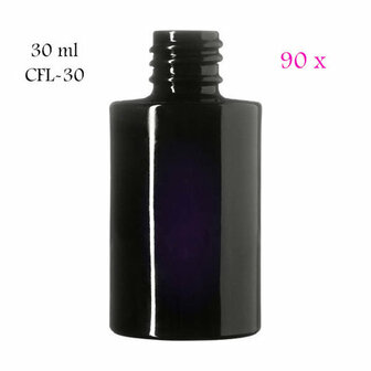 90 x 30 ml Virgo cosmeticafles, Miron violet glas