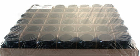 42 x 50 ml Saturn  violet glas wijdhalspot. Miron violet glas. Miron artikelnummer bij Just Flow - webwinkel met violet glas, edelsteenremedies, edelstenen, wierook en spirituele artikelen in Vlissingen (Zeeland)