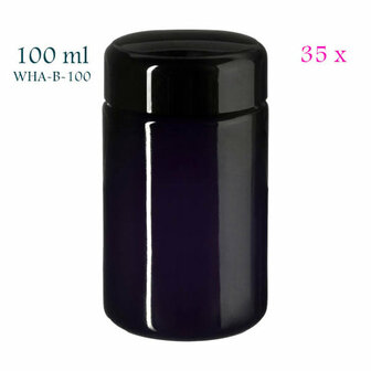 35 x 100 ml Saturn wijdhalspot 84 mm hoog, Miron violet glas