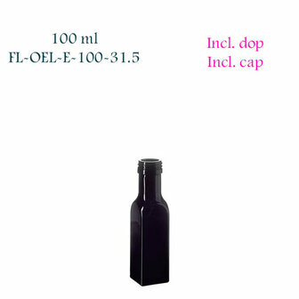 100 ml Castor vierkante oliefles, Miron violet glas