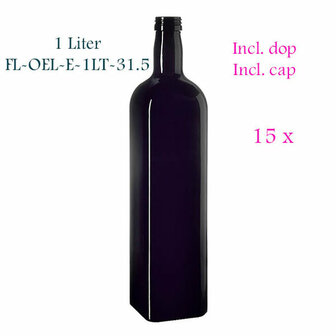 15 x 1 Liter vierkante oliefles, Miron violet glas FL-OEL-E-1LT-31.5