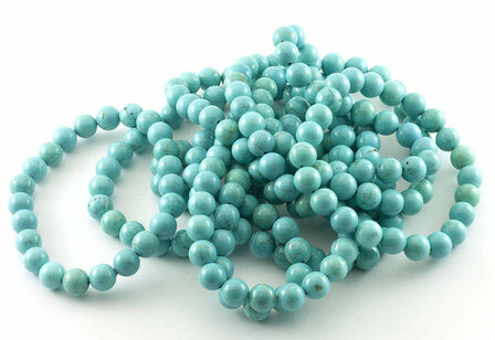Magnesiet armband, turquoise gekleurd, 8 mm kralen - Just Flow - webwinkel met violet glas, edelsteenremedies, edelstenen, sier