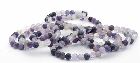 Fluoriet armband, 8 mm kralen - paars - Just Flow - webwinkel met violet glas, edelsteenremedies, edelstenen, sieraden, pendels