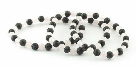 Rozekwarts en lava armband - Just Flow - webwinkel met violet glas, edelsteenremedies, edelstenen, sieraden, pendels, orakelkaa