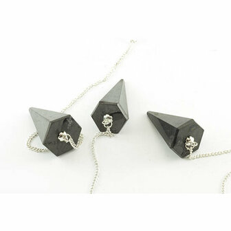 Shungit / shungite pendel, facet, klein foutje (lijm)