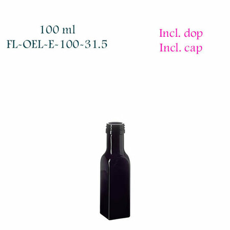 100 ml Castor vierkante oliefles, Miron violet glas