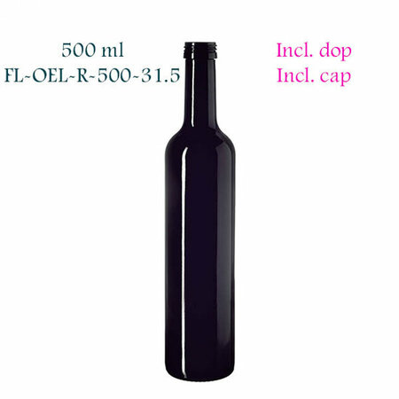 500 ml ronde oliefles Pollux, Miron violet glas FL-OEL-R-500-31.5