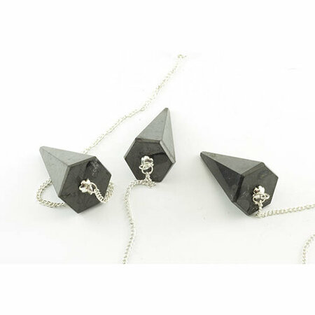 Shungit / shungite pendel, facet, klein foutje (lijm)