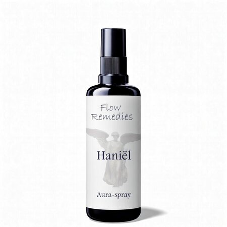 Flow Remedies engelenenergie aura spray Hanli&euml;l in 60 ml violet glas fles met spraydop