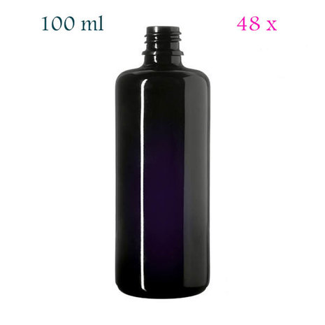 48 x 100 ml DIN18 fles, Miron violet glas FL-100