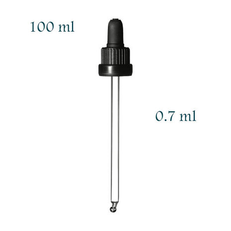 Pipetdop voor 100 ml DIN18 fles, Miron FL-100, volume 0,7 ml