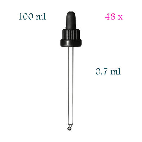 48 x Pipetdop vr 100 ml DIN18 fles FL-100 fles, volume 0.7 ml, Miron